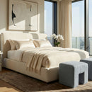 Linen Blend Square Stool | Novi Living Aidy | Oroa.com