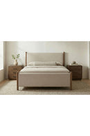 Rubberwood Framed Beige Bed | Novi Living Warren | Oroa.com