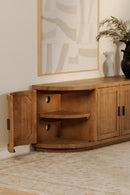 Contract furniture - Pine Wood 4-Door Media Cabinet - www.oroatrade.com