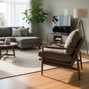 Hospitality furniture - Walnut Framed Leather Accent Chair - www.oroatrade.com