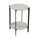 White Marble 2-Layer Accent Table | Novi Living Melanie