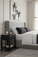 Contract furniture - Antique Black 1-Drawer Nightstand - www.oroatrade.com