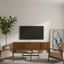 Solid Acacia 4-Door Media Cabinet | Novi Living Lincoln