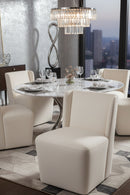 Upholstered Rolling Dining Chair | Novi Living Cormac | Oroa.com