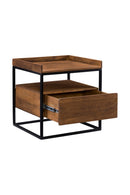Contract furniture - Brown Acacia 1-Drawer Side Table - www.oroatrade.com