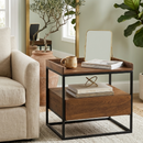 Contract furniture - Brown Acacia 1-Drawer Side Table - www.oroatrade.com