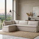 Beige L-Shaped Dining Banquette Slipcover L | Novi Living Fable