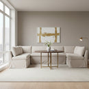 Beige U-Shaped Dining Banquette Slipcover XS | Novi Living Fable