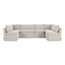 Beige U-Shaped Dining Banquette Slipcover XS | Novi Living Fable