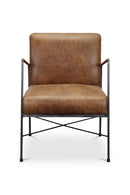 Hospitality furniture - Iron Framed Brown Leather Armchair - www.oroatrade.com