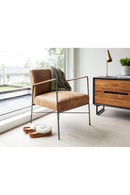 Hospitality furniture - Iron Framed Brown Leather Armchair - www.oroatrade.com