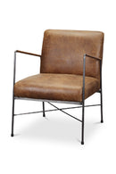 Hospitality furniture - Iron Framed Brown Leather Armchair - www.oroatrade.com