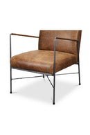 Hospitality furniture - Iron Framed Brown Leather Armchair - www.oroatrade.com