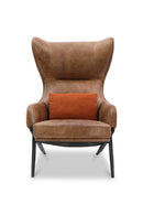 Hospitality furniture - Brown Leather Wingback Accent Chair - www.oroatrade.com