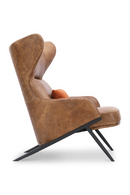 Hospitality furniture - Brown Leather Wingback Accent Chair - www.oroatrade.com