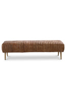 Ribbed Brown Leather Bench | Novi Living Endora | Oroa.com