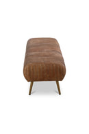 Ribbed Brown Leather Bench | Novi Living Endora | Oroa.com