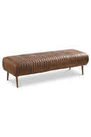 Ribbed Brown Leather Bench | Novi Living Endora | Oroa.com