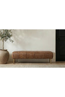 Ribbed Brown Leather Bench | Novi Living Endora | Oroa.com