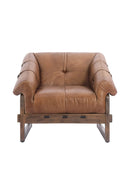 Hospitality furniture - Brown Leather Strapped Accent Chair - www.oroatrade.com