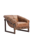 Hospitality furniture - Brown Leather Strapped Accent Chair - www.oroatrade.com