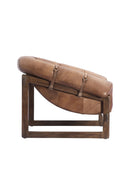 Hospitality furniture - Brown Leather Strapped Accent Chair - www.oroatrade.com