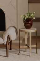 Hospitality furniture - Round Travertine Accent Table - www.oroatrade.com