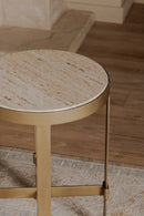 Hospitality furniture - Round Travertine Accent Table - www.oroatrade.com