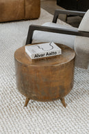 Hospitality furniture - Brass Drum-Style Accent Table - www.oroatrade.com