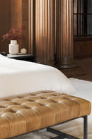 Hospitality furniture - Tan Leather Tufted Bench - www.oroatrade.com