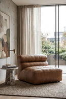 Hospitality furniture - Ribbed Tan Leather Slipper Chair - www.oroatrade.com