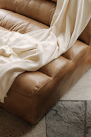 Hospitality furniture - Ribbed Tan Leather Slipper Chair - www.oroatrade.com