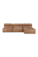 Hospitality furniture - Ribbed Tan Leather Sectional Sofa - www.oroatrade.com
