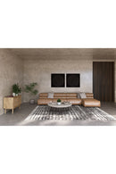 Hospitality furniture - Ribbed Tan Leather Sectional Sofa - www.oroatrade.com