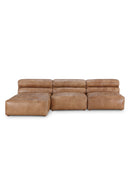 Hospitality furniture - Ribbed Tan Leather Sectional Sofa - www.oroatrade.com