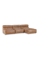 Hospitality furniture - Ribbed Tan Leather Sectional Sofa - www.oroatrade.com