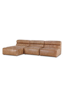 Hospitality furniture - Ribbed Tan Leather Sectional Sofa - www.oroatrade.com