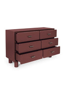 Red Wooden 6-Drawer Dresser | Novi Living Jolene