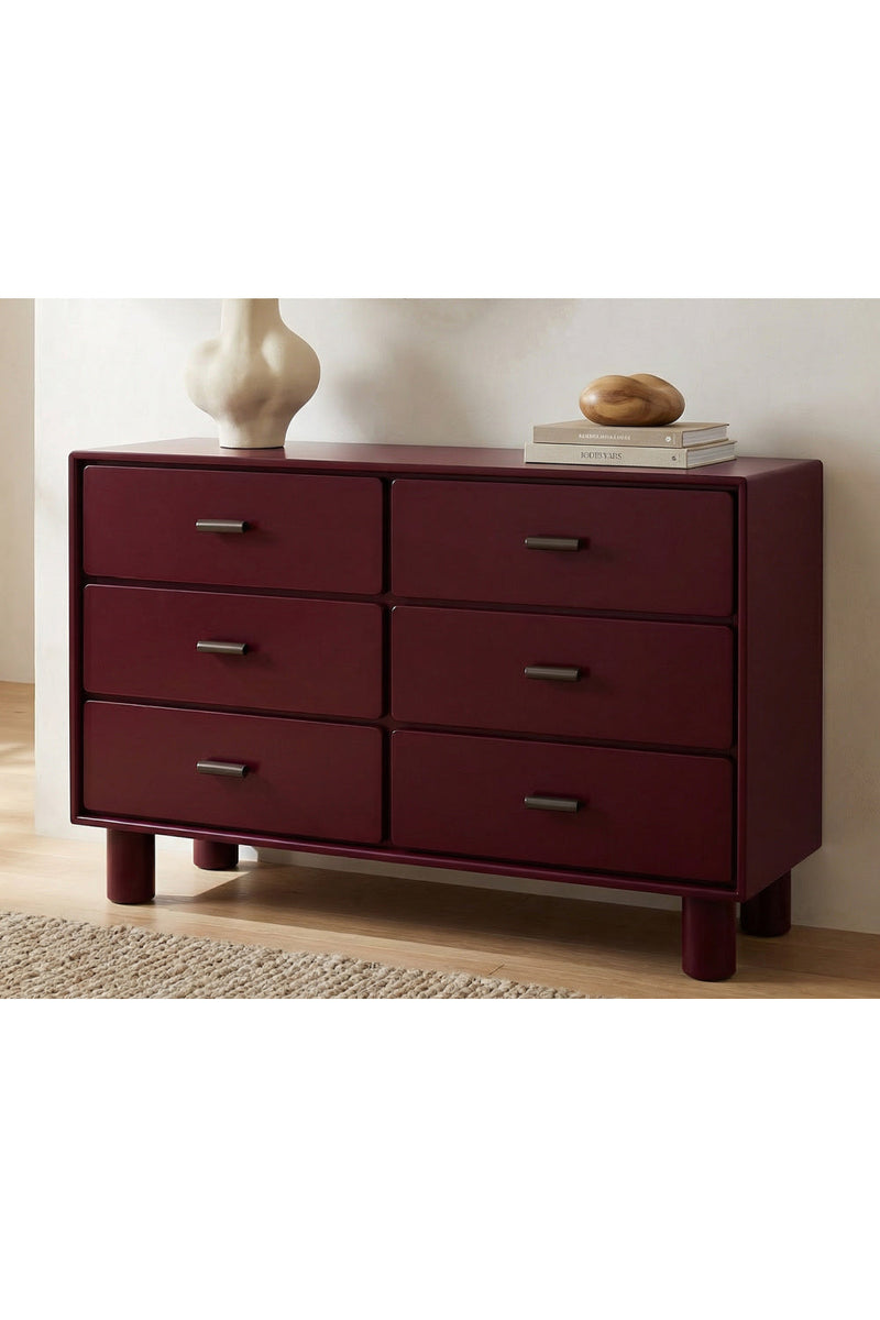 red 6 drawer dresser Red Wooden 6-Drawer Dresser | Novi Living Jolene
