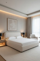 Hospitality furniture - Beige Velvet Queen Bed - www.oroatrade.com