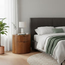 Brown Oak Round 2-Drawer Nightstand | Novi Living Theo