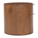 Brown Oak Round 2-Drawer Nightstand | Novi Living Theo