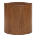 Brown Oak Round 2-Drawer Nightstand | Novi Living Theo