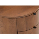 Brown Oak Round 2-Drawer Nightstand | Novi Living Theo