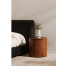 Brown Oak Round 2-Drawer Nightstand | Novi Living Theo
