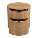 Natural Oak Round 2-Drawer Nightstand | Novi Living Theo