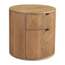 Natural Oak Round 2-Drawer Nightstand | Novi Living Theo