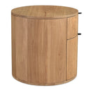 Natural Oak Round 2-Drawer Nightstand | Novi Living Theo