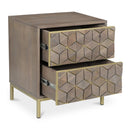Gray Patterned 2-Drawer Nightstand | Novi Living Corolla