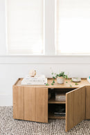 Contract furniture - Natural Oak 4-Door Media Cabinet - www.oroatrade.com